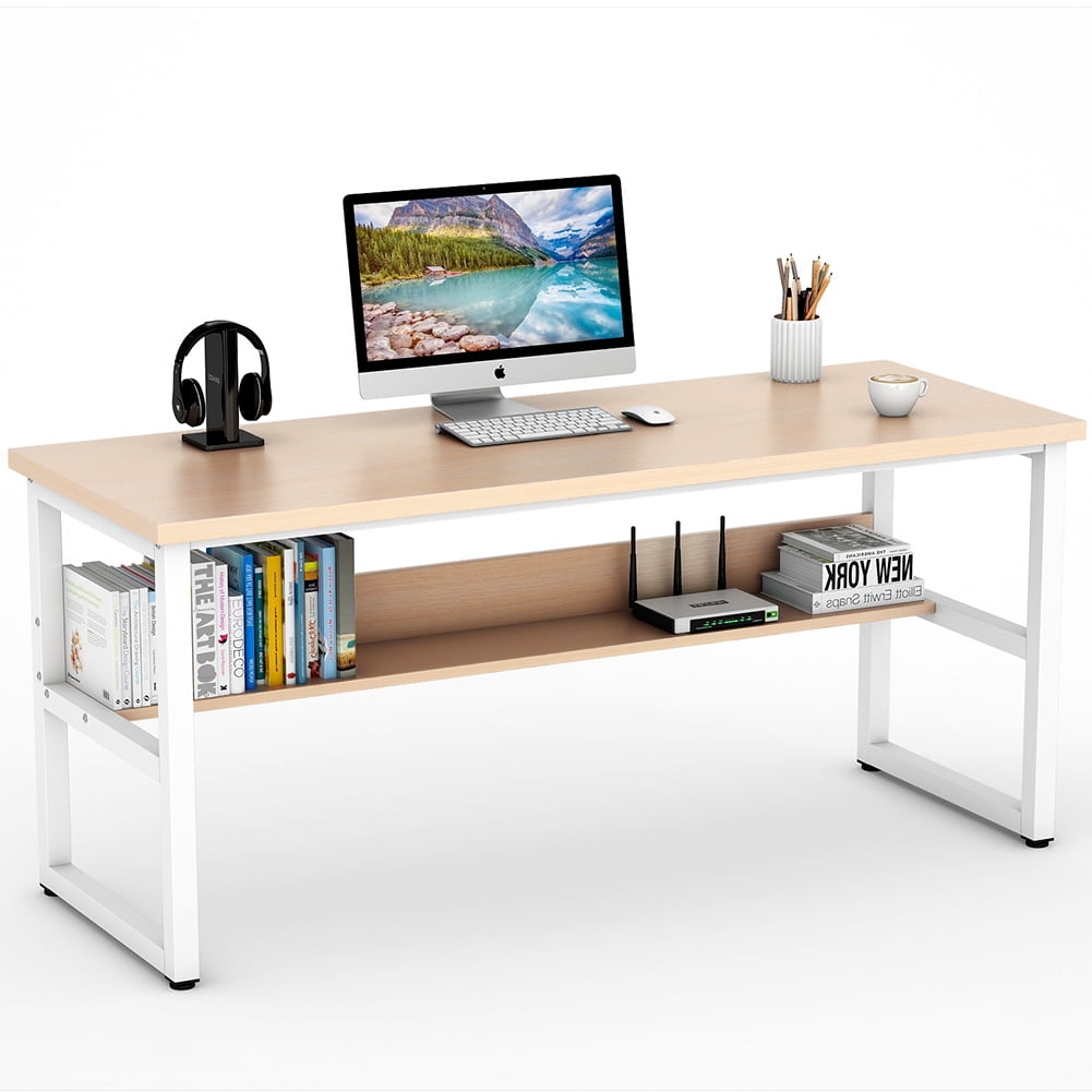 Tribesigns Computer Desk With Bookshelf 55 Simple Modern Style Writing Shelves Works As Office Study Table Workstation For Home