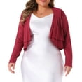 thumbnail image 2 of DARING DIVA Plus Size Long Sleeve Cropped Cardigans Shrugs Bolero 2X Burgundy, 2 of 6