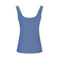 thumbnail image 3 of UPPADA Women's Scoop Neck Spaghetti Strap Tank Top Ribbed Sleeveless Slim Fit Camisole Summer Casual Outfits for Beach Party Club,Tank Top for Women Workout Loose Blue,M, 3 of 6