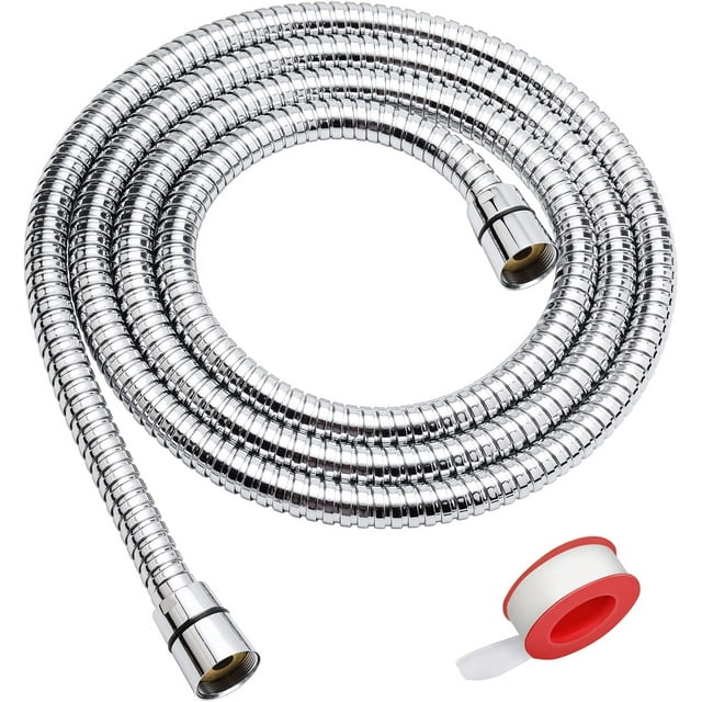 Manguera de ducha JAMW de acero inoxidable extra larga 79 pulgadas con inserto de latón y tuerca cromo
