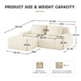 thumbnail image 5 of FFH 82" Loveseat with Ottoman, Flannelette L Shaped Cloud Couch, No Assembly (Cream, 2 Seater with 1 Ottoman), 5 of 18