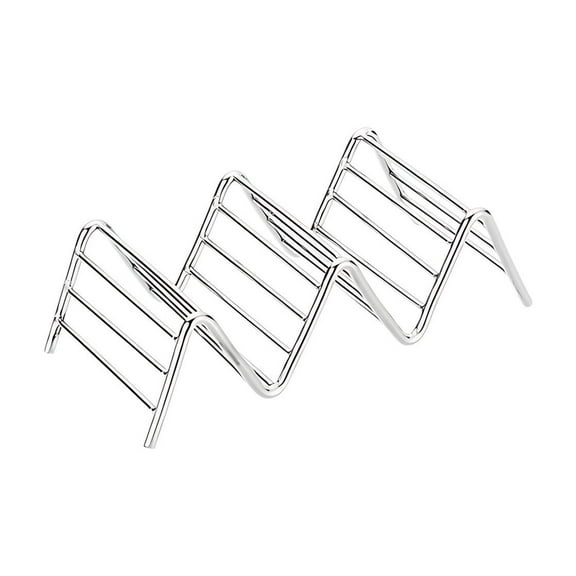 SLYNSHome Kitchen Gadgets Supplies Taco Holders 2-Cell Stainless Steel Wavy Taco Stand Dishwasher Safe Kitchen Accessories - Silver