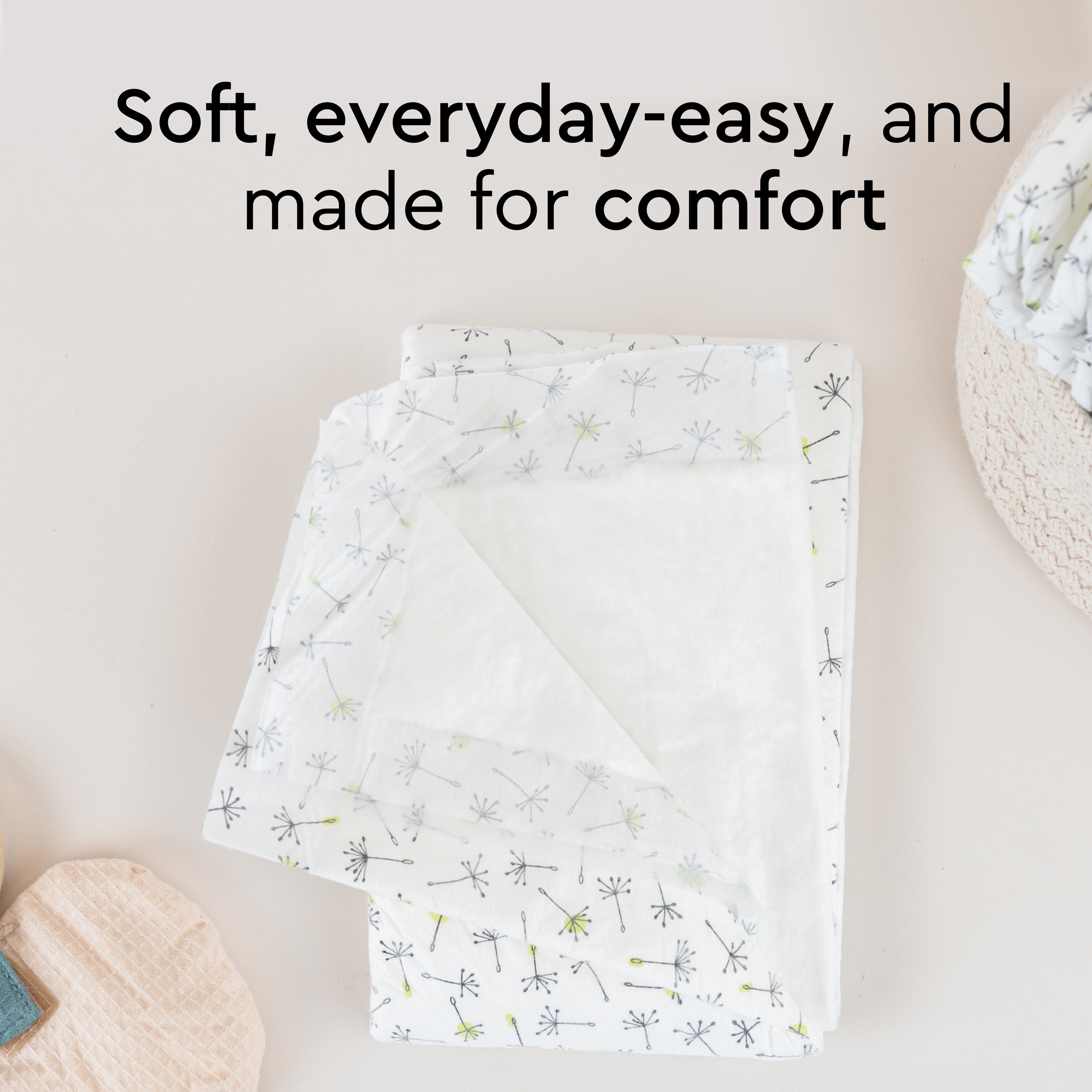 LILLYDOO Disposable Baby Changing Pads Liners Super Soft 50 Count 23,6" x 23,6"