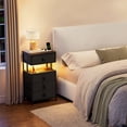 thumbnail image 1 of Mesita de Noche con estación de Carga USB y Enchufe - Buros para recamara - Mesa de Noche con 4 cajones - Mesa Auxiliar con luz led Ajustable., 1 of 7