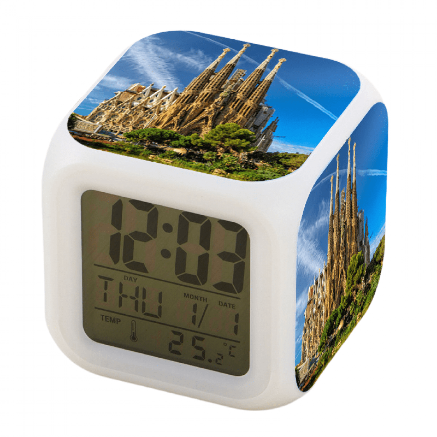 Digital Alarm Clock , LED Digital Bedroom Alarm Clock Easy Setting Cube