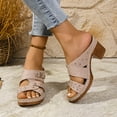 thumbnail image 2 of Ladies Dress Slides Sandals for Women 2025 Fashion Casual Leather Peep Toe Chunky High Heels Summer Shoes, 2 of 7