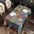 thumbnail image 4 of Multicolor Ethnic Geometric Patchwork Pattern Rectangle Tablecloth 60"x102",Waterproof Polyester Rectangle Table Cloth, Wipeable Spillproof Polyester Tablecloth for Dining, Camping, Indoor and Outdoor, 4 of 6