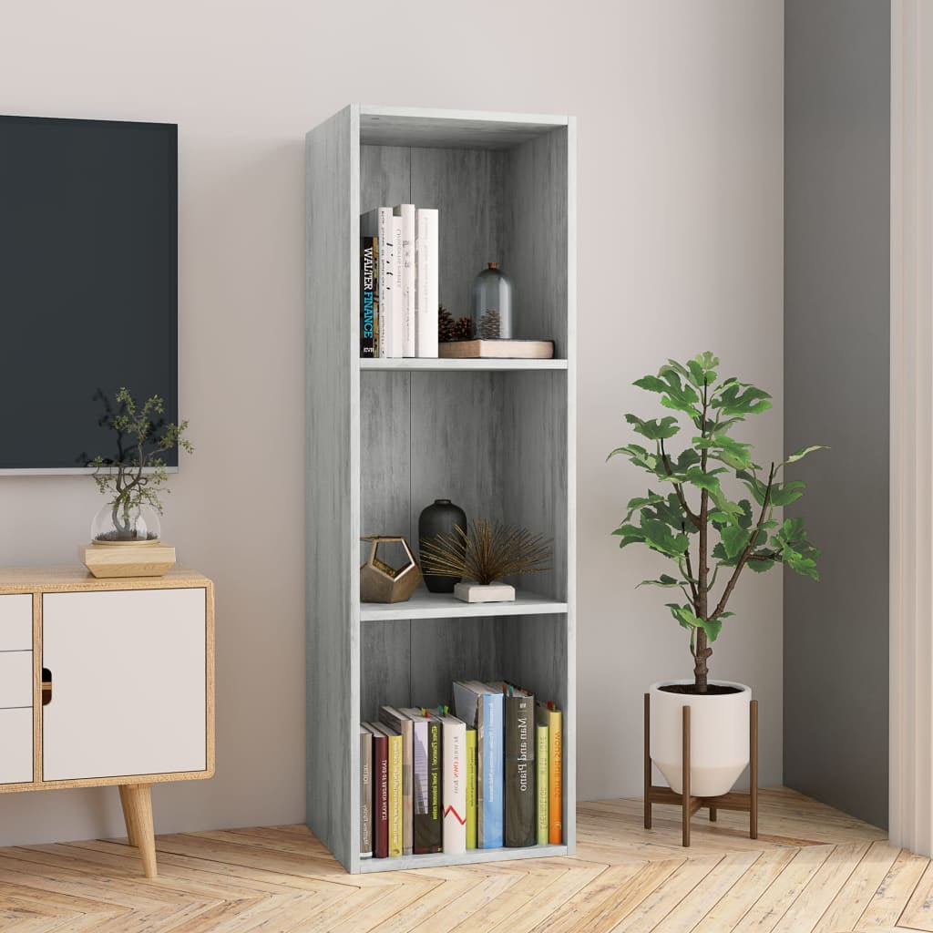 Kepooman 14" Modern 3-Tier Vertical Storage Bookcase for Office Living Room Bedroom, Grey