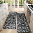 thumbnail image 4 of Kitchen Rugs Sets Of 2,Black Daisy Flower White Blooms Pattern Anti Fatigue Kitchen Mat Rugs Non Slip Washable,Decorative Kitchen Floor Mats for Kitchen,Sink,Laundry,17"x47"+17"x47", 4 of 5