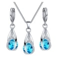 thumbnail image 2 of Silver Drop Jewelry Set for Women Cubic Zircon Teardrop Dangle Earrings And Necklace Set for Wedding Bridal Accessories, 2 of 8