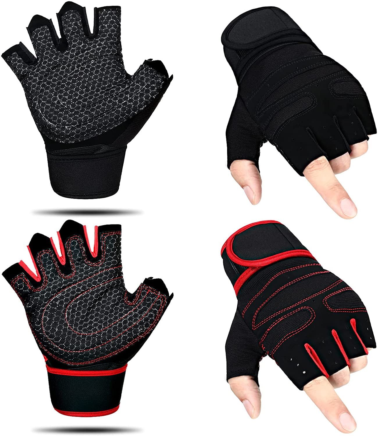 Gym Training Fitness Exercise 2 Pairs Workout Gloves Weight Lifting Gloves Exercise Gloves Fitness Gloves for Men and Women Weight Lifting Pull up