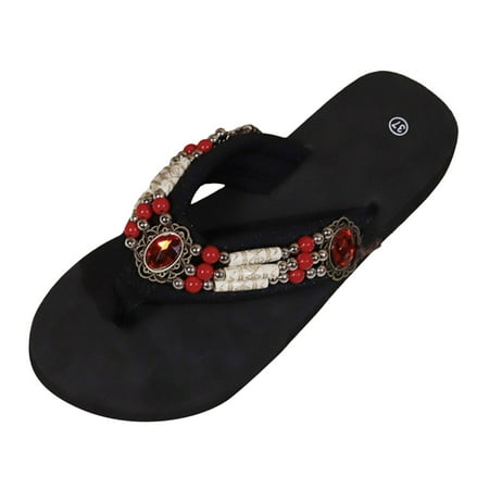 

WNVMWI Sandals Women Water Shoes for Women Beach Sandles for Women Black Shoes Slippers Flip Flops Women Shoes Wedge Flip Flop Sandals Fashion Beads Outdoor Beach Flip Flops Dressy Casual Sho Size 39