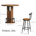 thumbnail image 4 of Leumius 3-Piece Bar Table Set with 2 Stools,31.5" Round Pub Table with Metal Ring Footrest,Space-Saving Dining Set for Kitchen,Living Room,Small Space,Walnut, 4 of 6