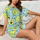 thumbnail image 4 of Fotbe Avocado and Hearts Conjunto de Pijama Estampado para Mujer, 2 Piezas, Ropa de Dormir con Camiseta de Manga Corta y Shorts Suaves-Small, 4 of 6