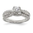 thumbnail image 1 of 925 Sterling Silver 2 Piece Cubic Zirconia Cz Wedding Set Ring Fancy Engagement, 1 of 6