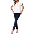 thumbnail image 2 of INSPIRE CHIC Blouse d'Été pour Femmes Manches Courtes Tulipe Boutonnée Col en V à Illets L Blanc, 2 of 6
