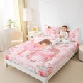 thumbnail image 4 of Homewish Cartoon Butterflies Unicorn Twin Sheet Sets 3pcs for Preppy Child,Dance Ballet Princess Twin Fitted Sheet Microfiber,Pink Floral Rose Bow Knot Breathable Flat Sheet, 4 of 7