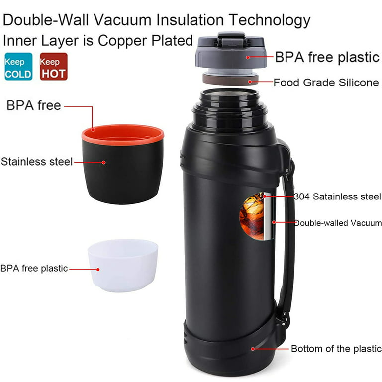 Insulated Water Bottle & Thermos Water Bottle ,68oz Stainless Steel Water Jug Classic Vacuum Bottle with Plastic Cup, Size: One Size