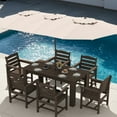 thumbnail image 3 of SERWALL 5-Piece Patio Dining Set, 59" Outdoor Dining Table and 4 Chairs with Umbrella Hole for Garden, Deck, Poolside, Coffee, 3 of 8