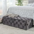 thumbnail image 6 of Provence Tufted Velvet Fabric Rectangle Ottoman Bench , Grey, 6 of 6