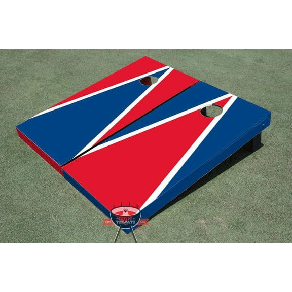 Red and Royal Alternating Triangle Cornhole Boards