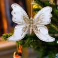 thumbnail image 4 of Wadada Christmas Tree Butterfly Decorations Glitter Hollow Butterfly Ornaments Hanging Butterfly Decorations with Clips and Stems for Xmas Holiday Crafts and Christmas Tree (White), 4 of 7