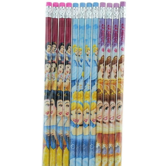 Disney Princess Authentic Licensed 12 Wood Pencils Pack