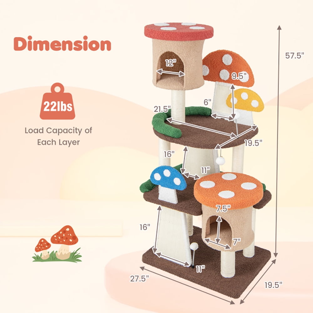Kadyn Cat Tree for Large Cat, Cat Tower Heavy Duty, Extra Tall Cat Condo, 4-In-1 Cat Tree with 2 Condos and Platforms for Indoors-Multicolor
