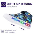 thumbnail image 3 of FUNCOO PLUS Toddler Boys Light Up Sneakers Kids High Top Canvas Shoes, Purple Dinosaur, Size 10, 3 of 6