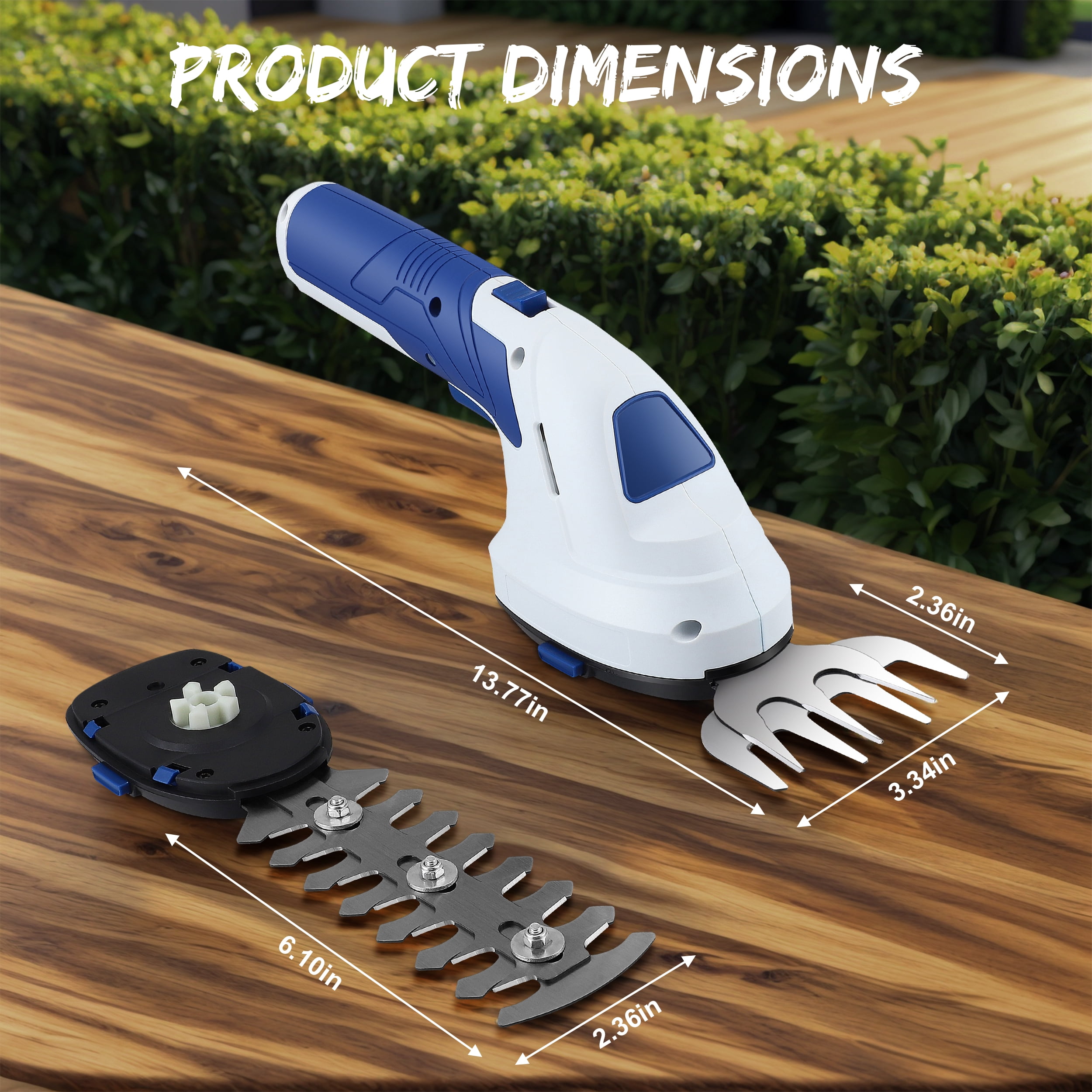 RELOIVE Hedge Trimmer Cordless,2-in-1 Cordless Grass Shears,7.2V Electric Shrub Trimmer with 2.0 Ah Battery,Blue
