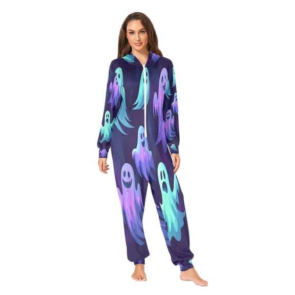 IAUYY Unisex Adult Onesie Pajamas Ultra-Soft Crystal-Soft Fabric, Halloween Adult Onesie Pajamas Adults,With a Zipper Plus Size Onesie Pajamas, Vague Yet Full Of Charm