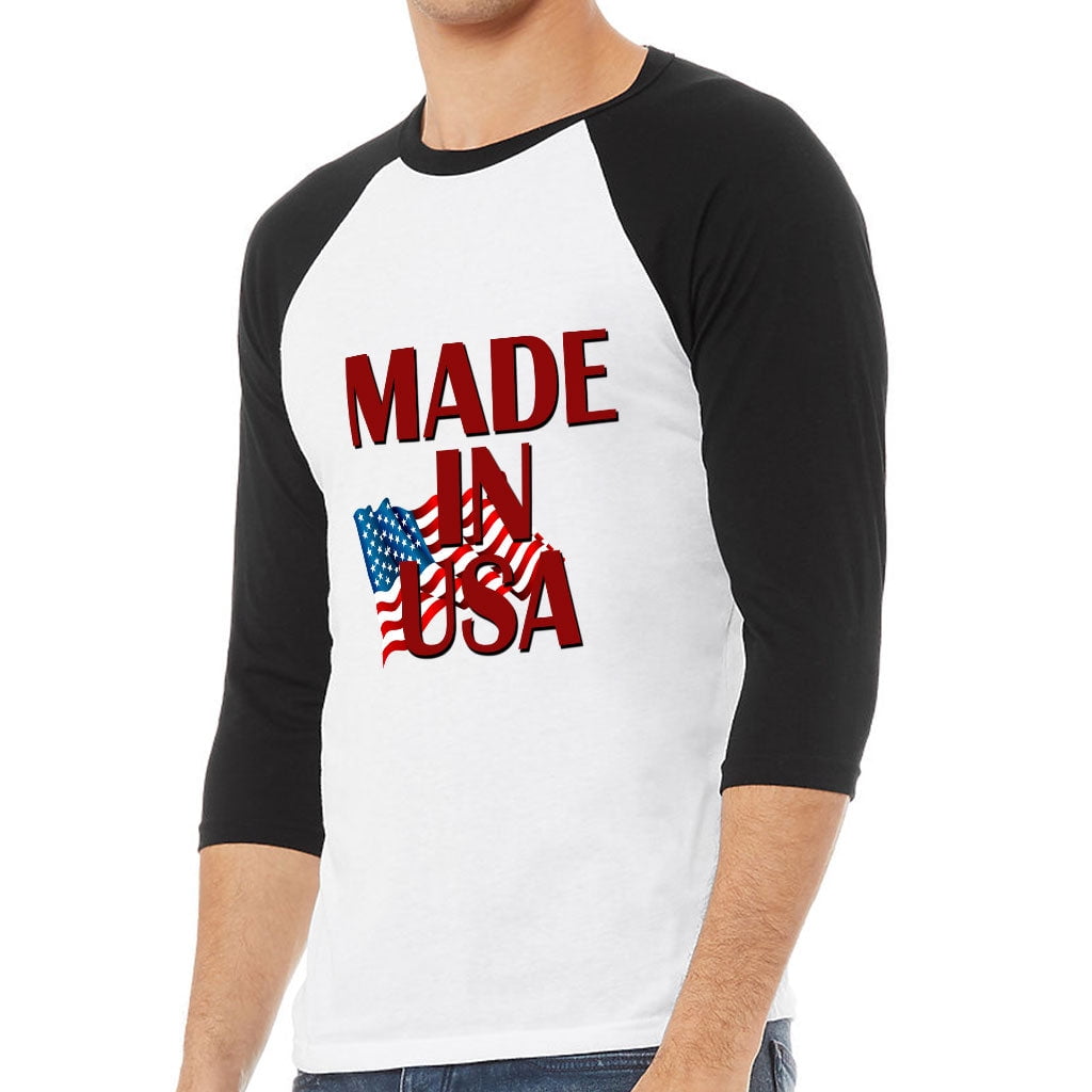  I'm Made in The USA Baseball T-Shirt - Quotes Design T-Shirt -  Patriotic Tee Shirt : Sports & Outdoors