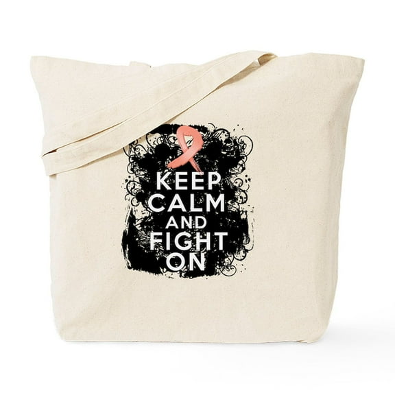 CafePress - Uterine Cancer Keep Calm And Fight On Tote Bag - Unisex Canvas Tote Bag, Beige, 1-Piece