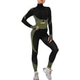 thumbnail image 1 of Chándal de entrenamiento para mujer Conjunto de 2 piezas Leggings de cintura alta y Top corto de manga larga Ropa deportiva de yoga con cremallera frontal Adepaton LRWJ007-18, 1 of 6