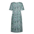 thumbnail image 5 of Ecqkame Women's 2025 Summer Dresses Floral Casual Loose Beach Dress Short Sleeve Crew Neck Flowy Long Dress with Pockets 02-Mint Green S, 5 of 5