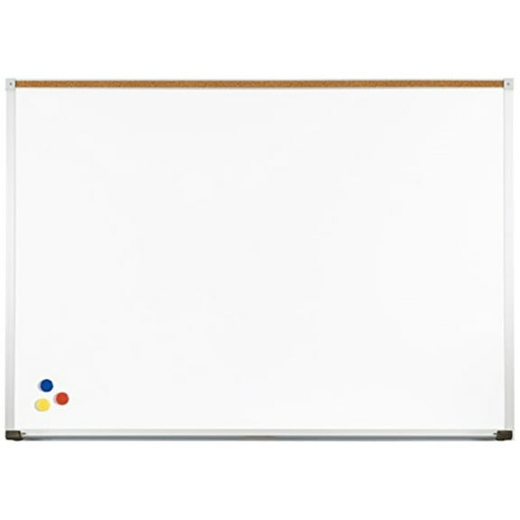 Dry Erase Board, Porcelain, 24 in, 36 in, Aluminum Frame, White, Gloss