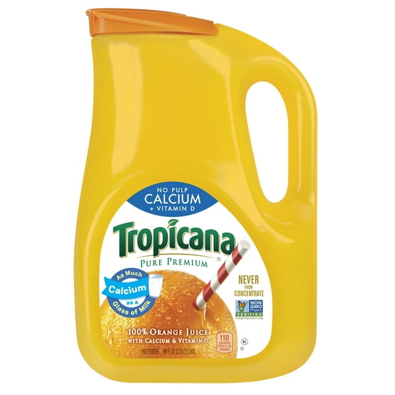Tropicana Pure Premium, No Pulp Calcium + Vitamin D, 100% Orange Juice, 89 oz Jug