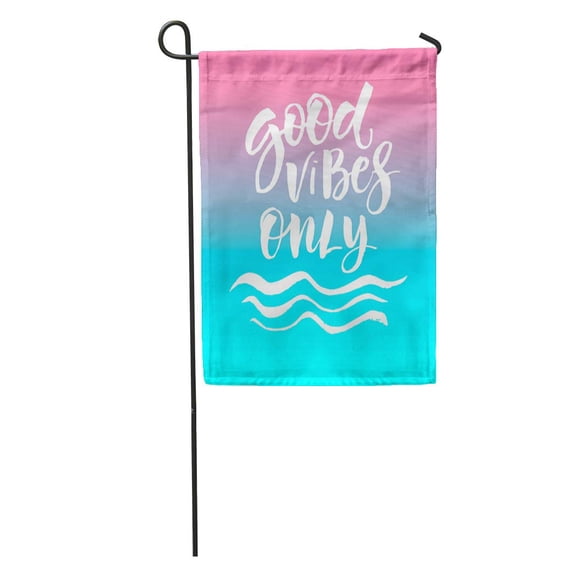 LADDKE Calligraphic Inspirational Good Vibes Only Modern Brush Letters Lettering Garden Flag Decorative Flag House Banner 28x40 inch