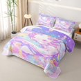 thumbnail image 2 of Manfei Sleeping Axolotl Twin Quilt Set, Dreamy Moon Cloud Twin Coverlet Set, Pastel Purple, 2 Pieces, 1 Bedspread and 1 Pillowcase, 2 of 6