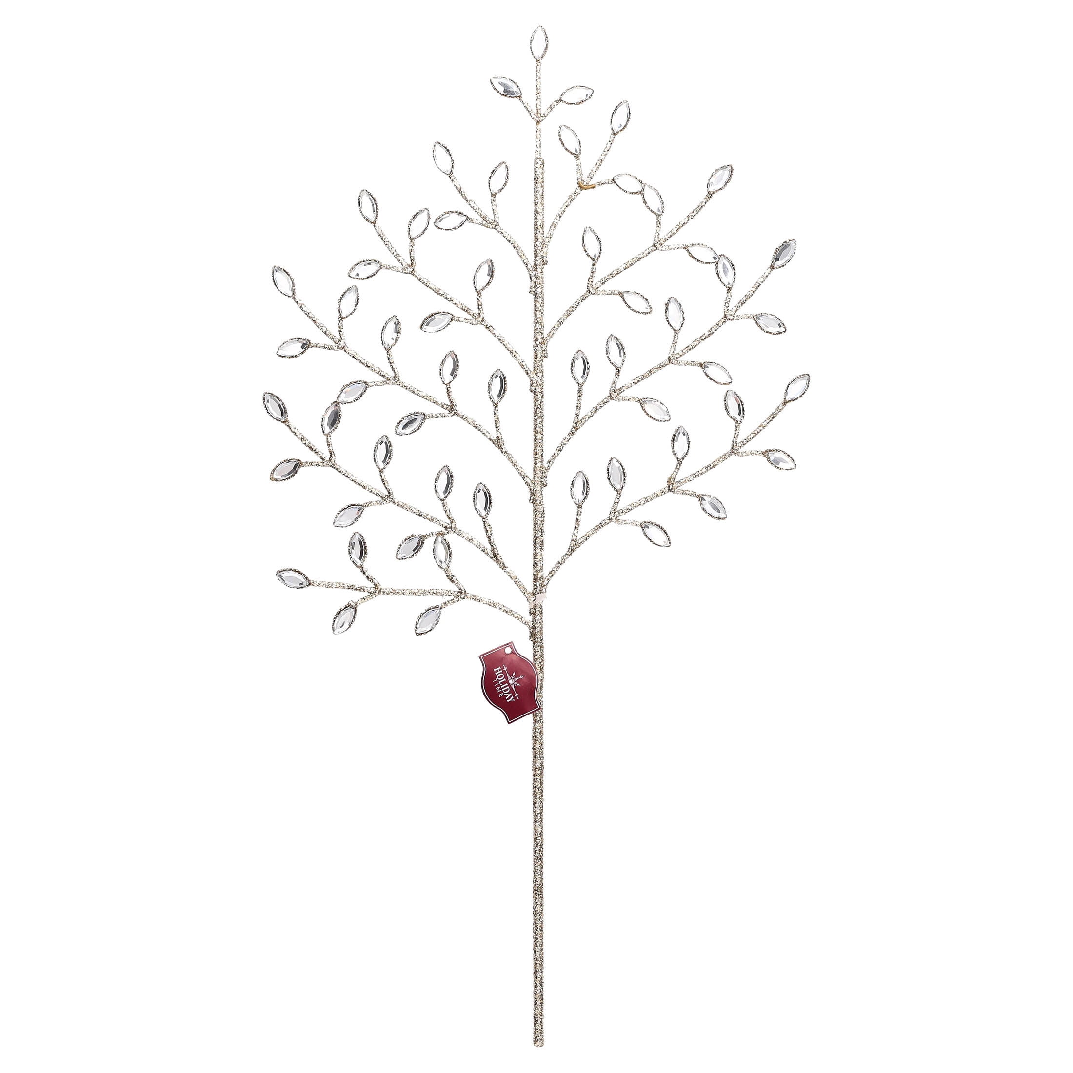 Champagne Gold Glitter and Gem Branch Decorative Christmas Pick, 18", by Holiday Time