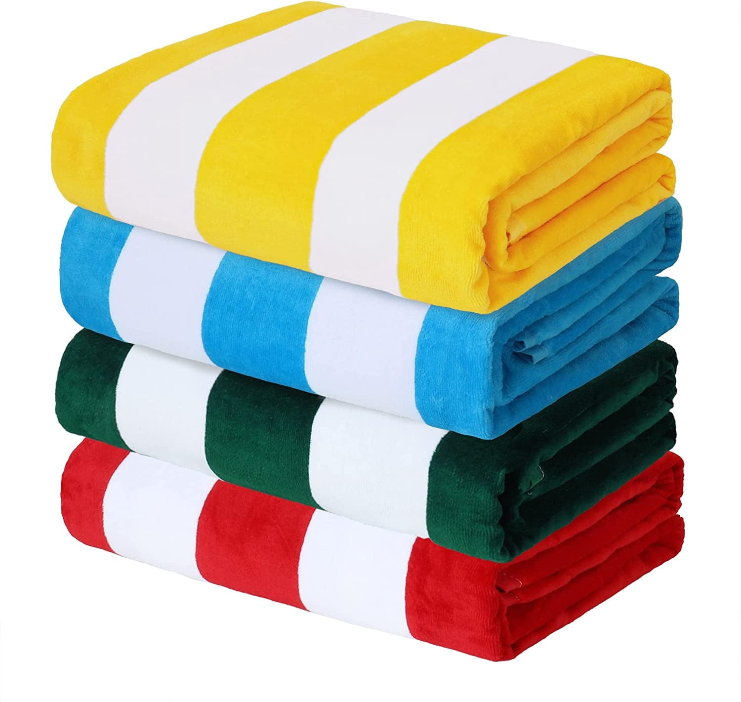 Exclusivo Mezcla 4Pack 100 Cotton Oversized 35"x70" Cabana Stripe