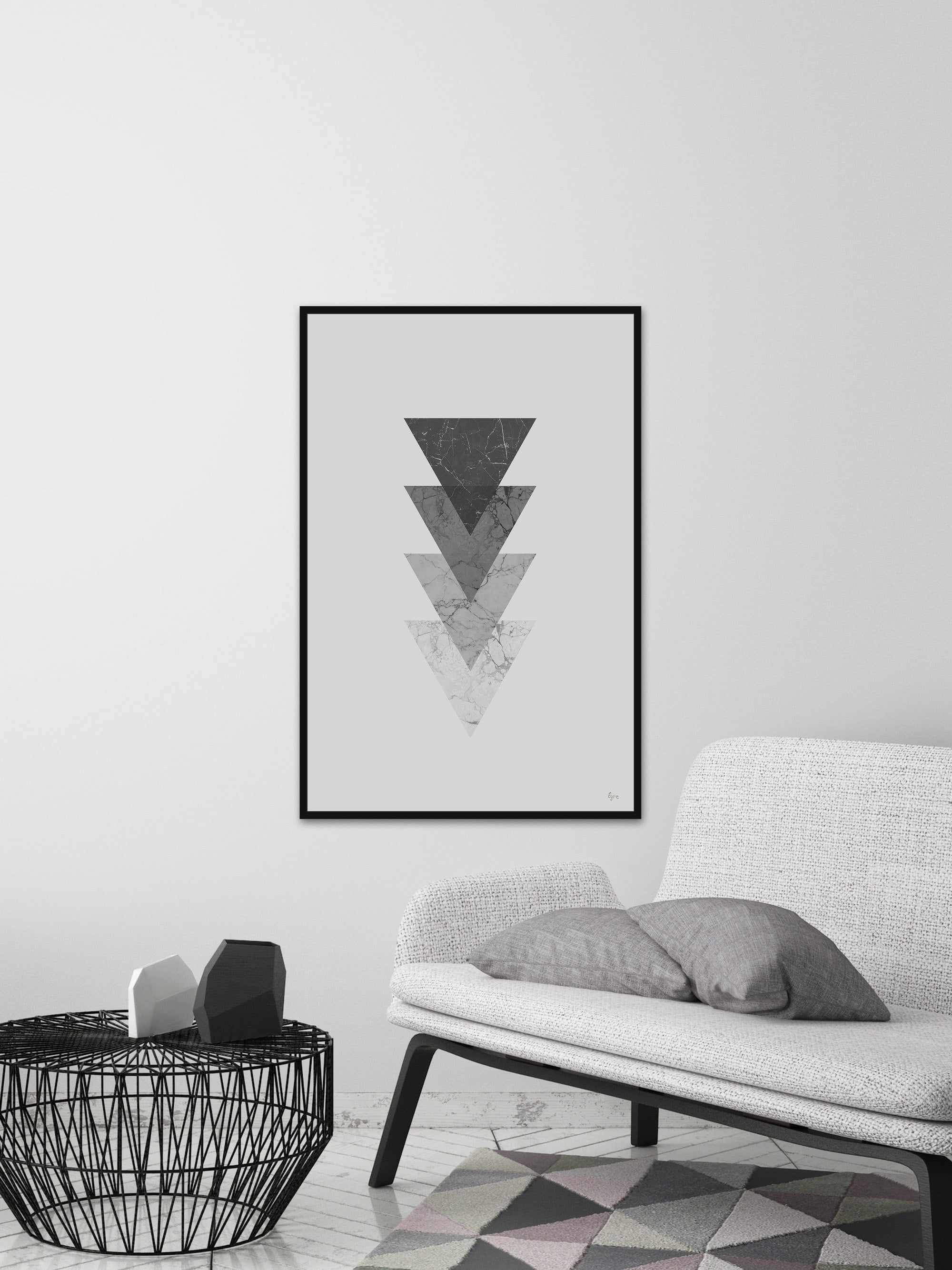 Marble Triangles Floater Framed Painting Print on Canvas