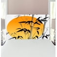 thumbnail image 1 of Bamboo Print Headboard, Bamboos Across the Sun Aesthetic Japanese Culture Lifestyle, Upholstered Decorative Metal Bed Headboard with Memory Foam, Twin Size, Orange Black White, by Ambesonne, 1 of 4