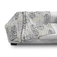thumbnail image 3 of Ethnic Soft Flannel Fleece Throw Blanket, Hand Drawn Style Herbs Leaves in Style with Dots, Cozy Plush for Indoor and Outdoor Use, 60" x 80", Khaki Grey and White, by Ambesonne, 3 of 6