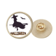 thumbnail image 1 of Broche de oro metálico circular Brujas que montan escobas en Halloween, 1 of 3