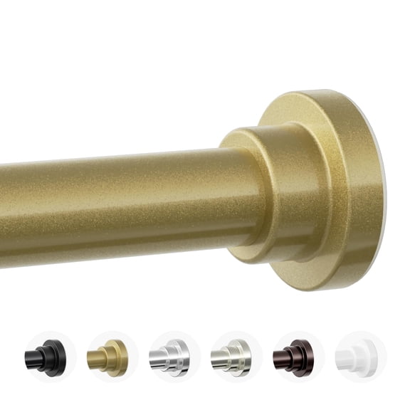 LSFA Gold Drill-Free Tension Shower Curtain Rod, 1-Inch Non-Slip Rustproof, Adjustable 28-74 Inch