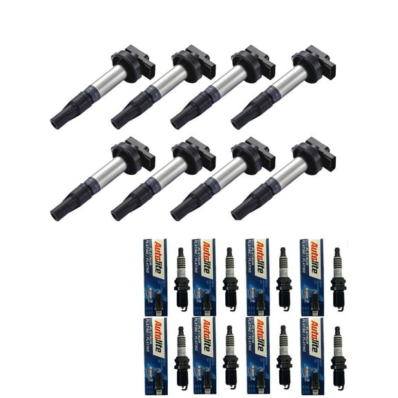 Set of 8 ISA Ignition Coils and 8 Autolite Spark Plugs Compatible with 2010 Jaguar XF 5.0L V8 5000cc -ci Replacement for UF519