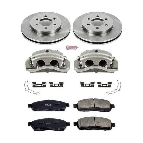 PowerStop Front Stock Replacement Brake Pad and Rotor Kit with Calipers Fits: FORD Select Models KCOE1943