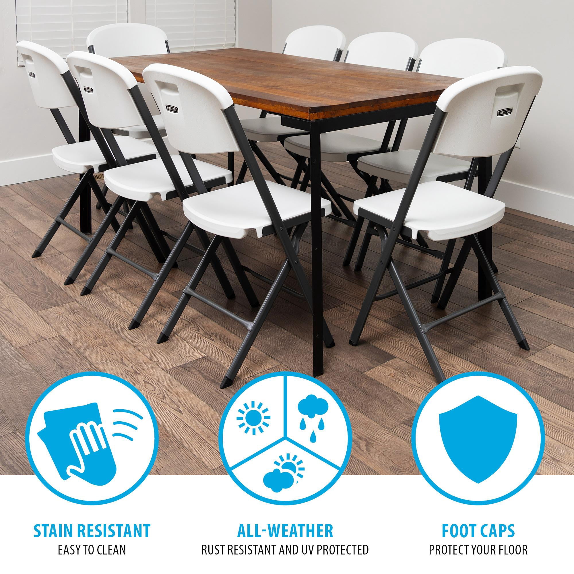 Lifetime Polyethylene Folding Chair - 4 Pack, Indoor/Outdoor (Commercial Grade)- White (81158)