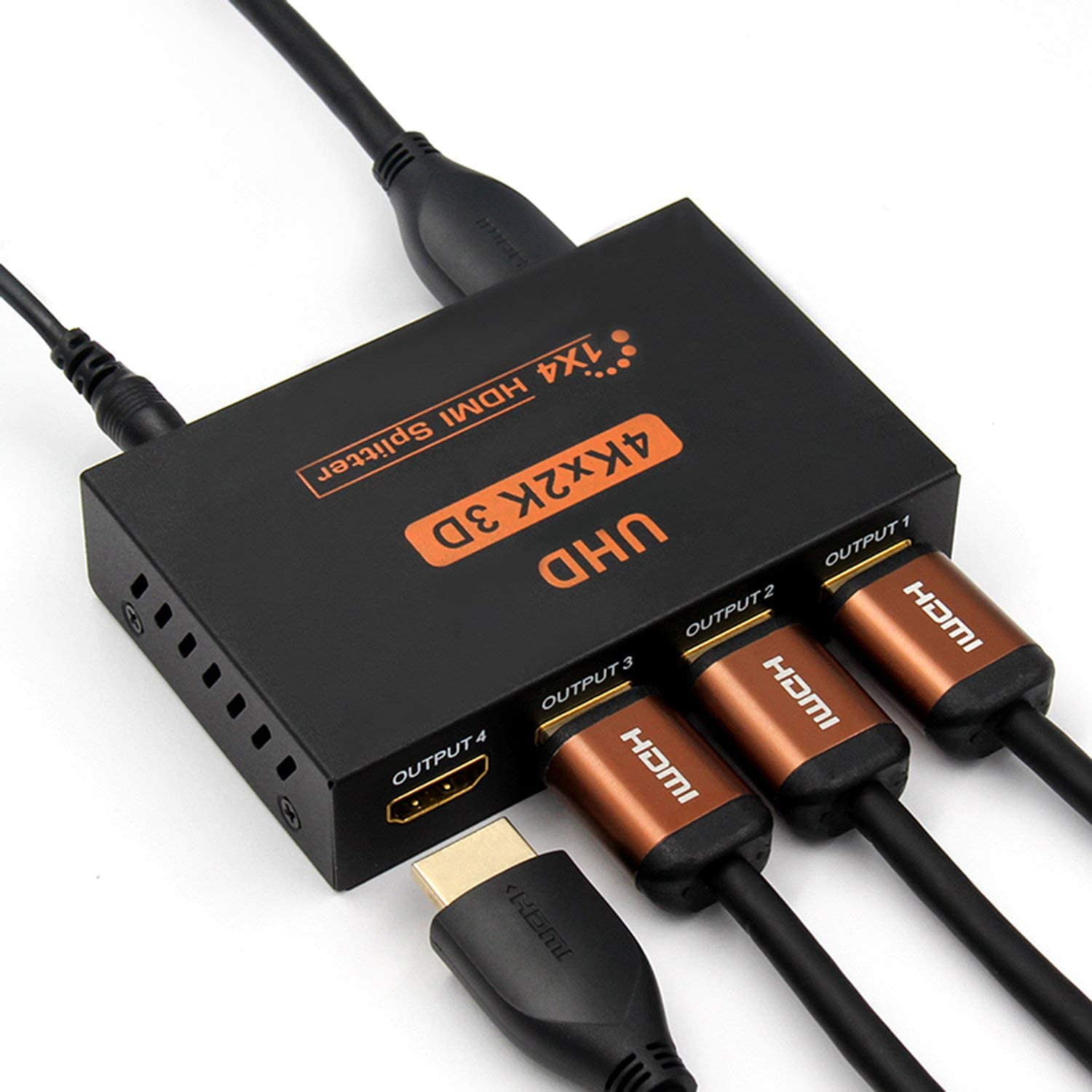 1x4 HDMI Splitter | 4 Port | 1 in - 4 Out | Ultra HD 4K/2K @ 60Hz (60 fps),  HDR | HDMI 2.0, HDCP 2.2 | Full HD/3D | 1080P | DTS | Digital Sound 